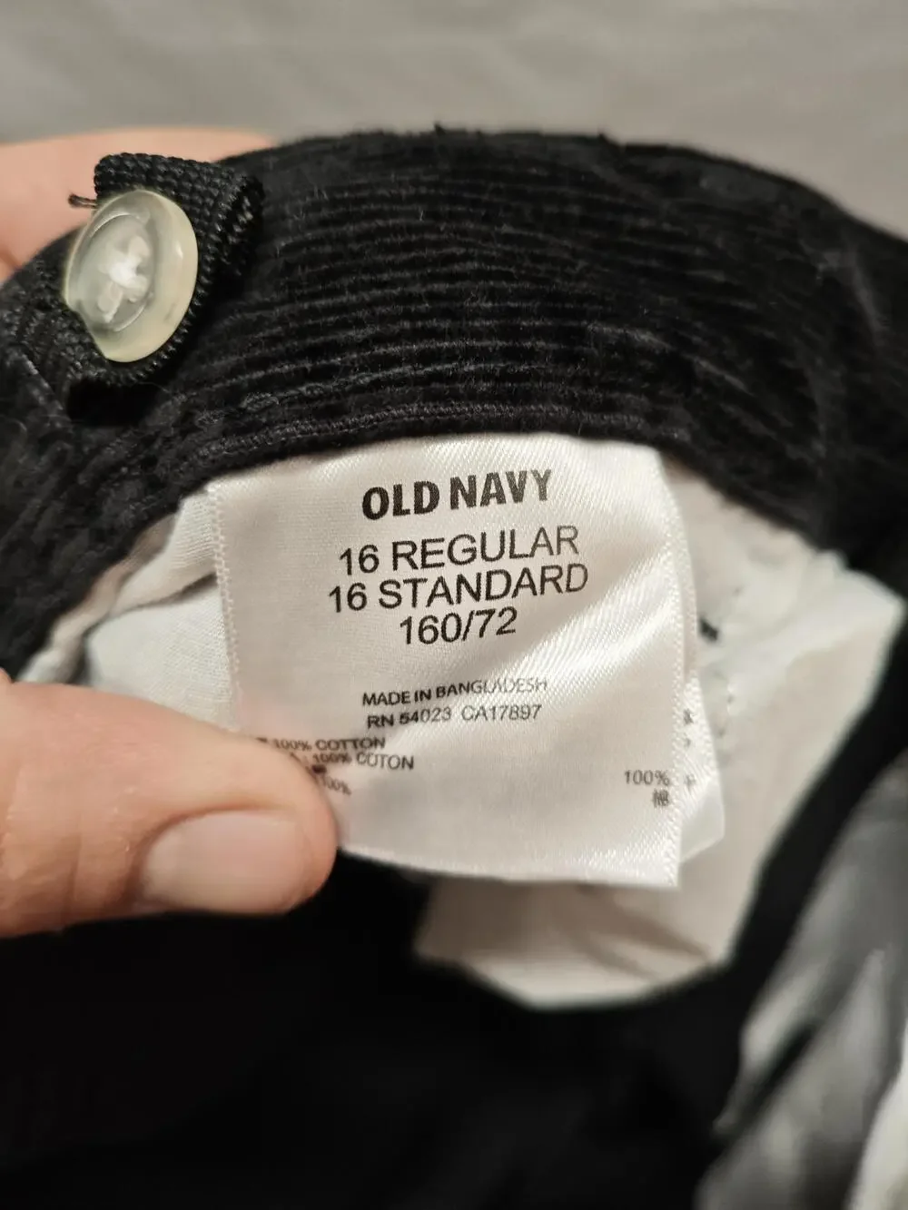 Old Navy Corduroy Pants Womens 16 Black Straight Leg Five Pocket Casual